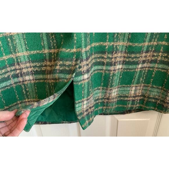 &Merci Plaid Knit Coat Collar Notched Lapel Sz L Lined Pockets Preppy Academia - Picture 5 of 11